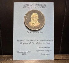 VINTAGE MASONIC DEMOLAY 1971 50TH ANNIVERSARY TOKEN COIN Cleveland Ohio Hodges