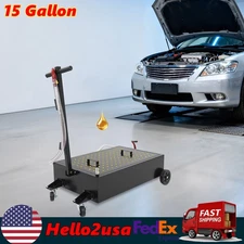 15 Gallon Oil Drain Tank Oil Drain Pan Large Capacity Oil Change Pan Dolly +Pump