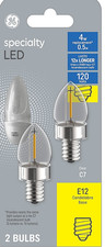 2 bulbs GE 4 watt EQ C7 soft white Candelabra base E12 , Specialty Light Bulb