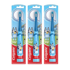 Colgate Kids' Bluey Vibrating Battery Powered Toothbrush, Extra Soft Lot of 3