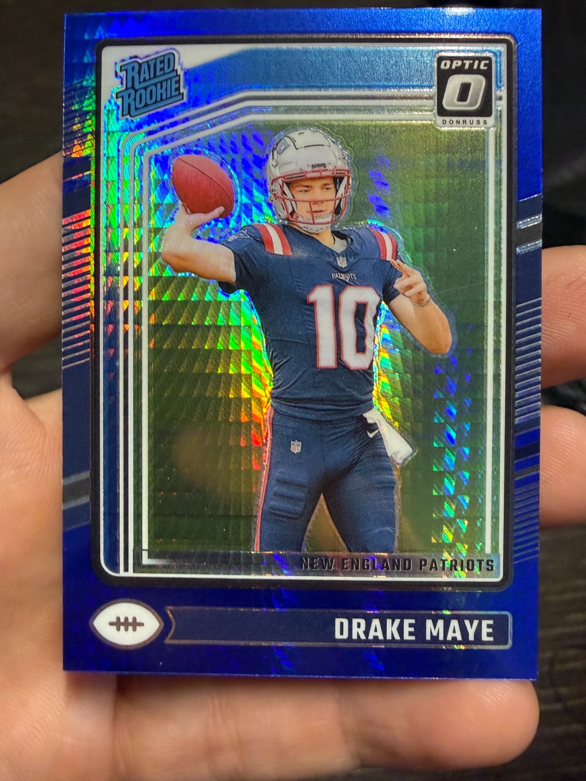 2024 Panini Donruss Optic - Rated Rookie Drake Maye #229 Blue Hyper Prizm (RC)