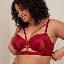 Torrid Curve Overt Strappy Mesh Underwire Bra With Mesh Cups Red, 2X, NWOT