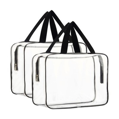 HAOGUAGUA 2-Piece Large Clear Makeup Cosmetic Organizer Bag, Plastic