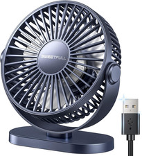USB Desk Fan Small Quiet - 3 Speeds Mini Personal Portable Fan 360  Rotation Adj