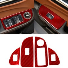4xRed Carbon Fiber Window Lift Switch Sticker Trim For Alfa Romeo Giulia 2017-19