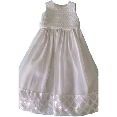 Cinderella White Formal Dress First Communion Flower Girl Pearl Beaded Sz. 12