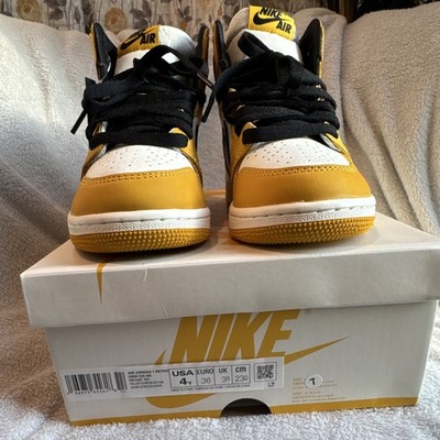 Nike Air Jordan 1 Retro High OG High Top Leather Yellow/White/Black 4Y