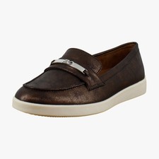 Naturalizer Isla Women's Loafers Slip-Ons Dark Bronze Faux Leather Size 8.5 W