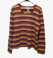 Women's Vintage Jones Wear Sport Striped Shirt | Size XL