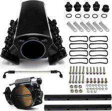 92mm Aluminum Ls1 Ls2 Ls6 Intake Manifold 5.3L 5.7L 6.0L W/ Throttle Body Black