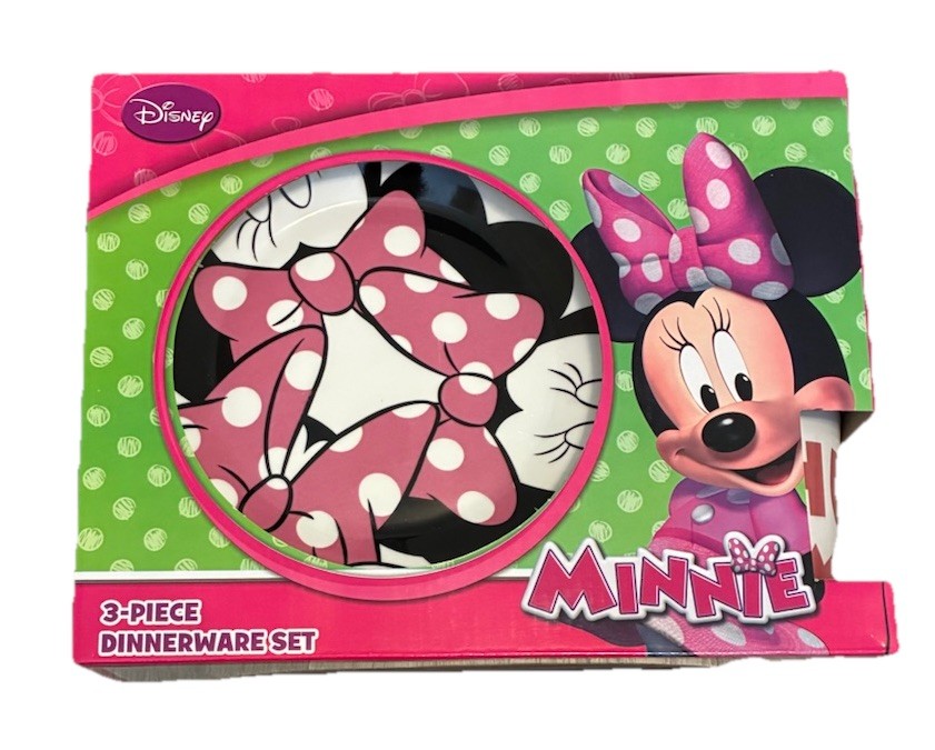 Disney Minnie Mouse Hug Me Oh Boy 3PC Porcelain Kids Dinnerware Set