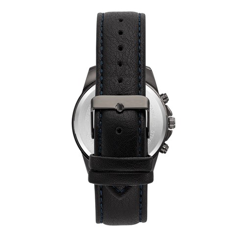 Reloj GEORGE Hombre Estuche Gunmetal, Negro Esfera Fácil de Leer y Cuero Vegano Coñac - Imagen 3 de 9