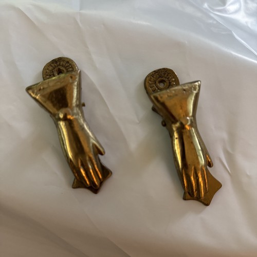 Vintage Brass Victorian Lady’s Hand Paper Clip Letter Holder 3” Lot Of 2 Japan