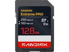 SANDISK 128GB Extreme PRO SD UHS-I Card - Up to 250MB/s Read Speed and 120MB/s