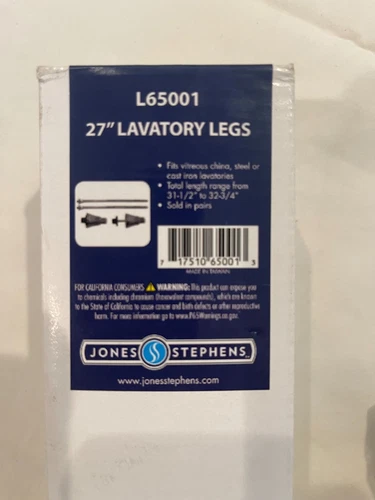 1 Pair Jones Stephens L65001 Chrome 27 in. Lavatory LEGS (two legs)- Chrome-New - Picture 6 of 6