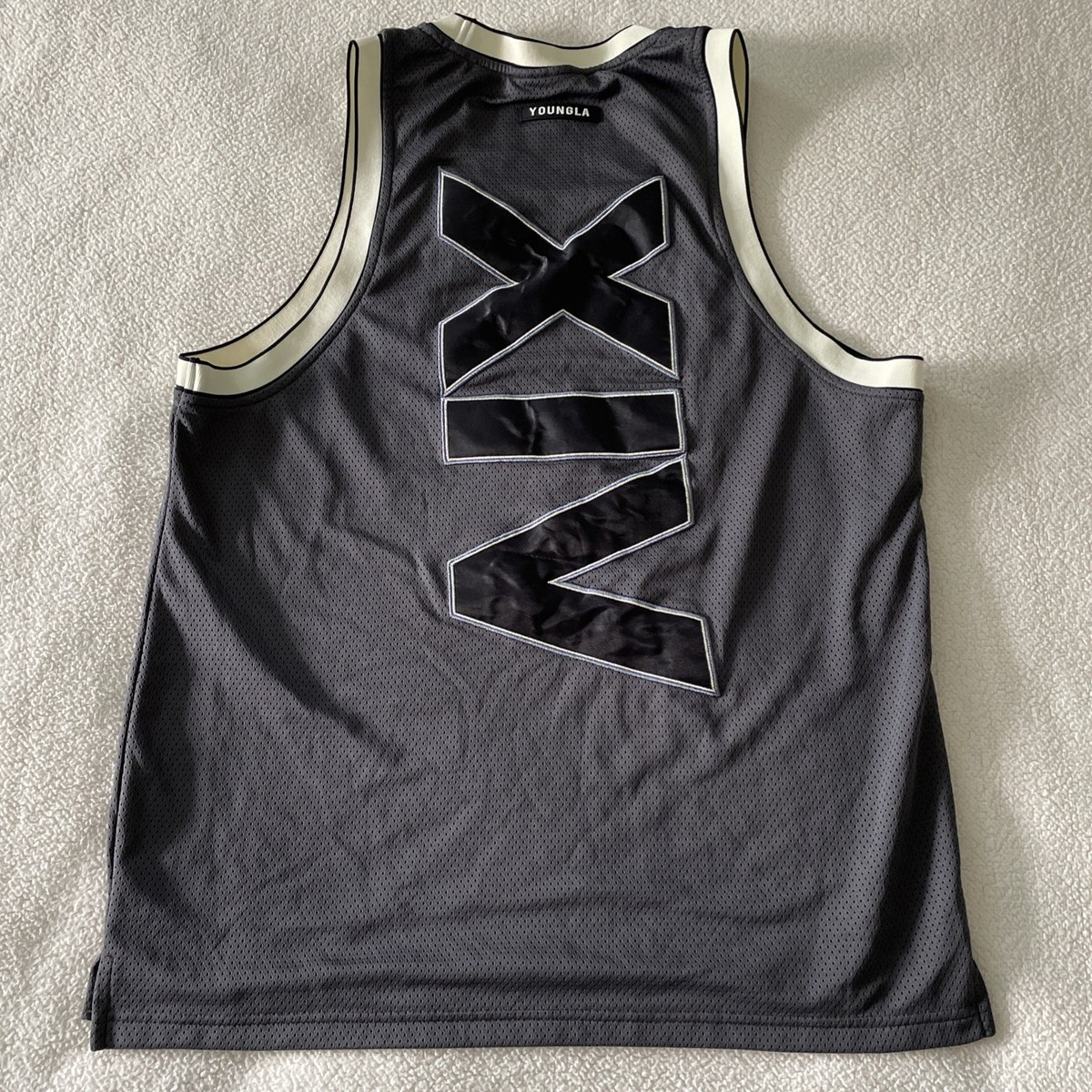 Youngla Jersey Mens Medium MVP Grey Mesh Training Shirt Lifting 