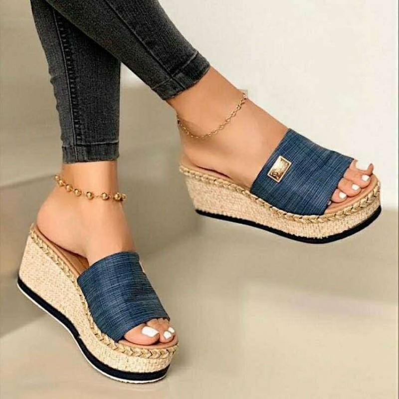 PANTOFOLA D’ORO Sandali donna punta aperta zeppa tacco alto ciabatte spiaggia plateau scarpe slip on