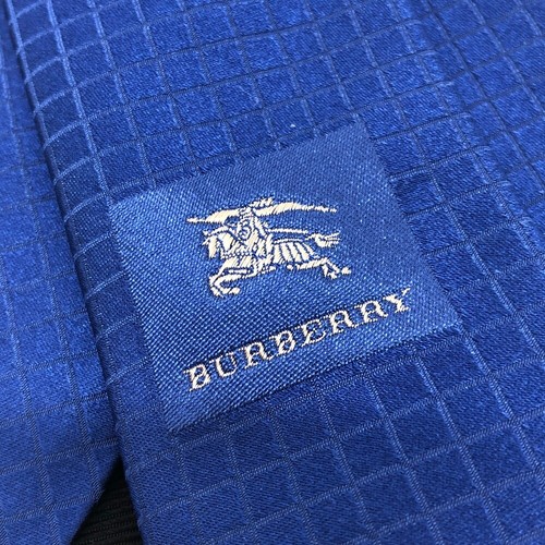 BURBERRY Grid pattern Necktie Suit Necktie silk blue - Picture 6 of 9