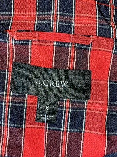 J. Crew Womens Red Plaid Raincoat NWT Size 6 - Nylon Preppy Trench Coat - Picture 6 of 9