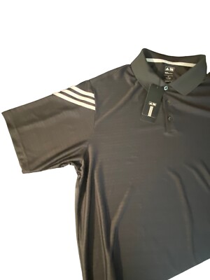 Adidas Mens Golf Shirt 2X 3-Stripe Climacool Performance Polo Shirt Gray NWT