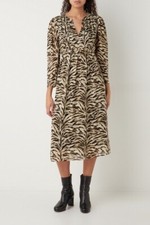 ROBE MI LONGUE BASH NEUVE TAILLE 0 /36 COULEUR IMPRIME BEIGE MARRON