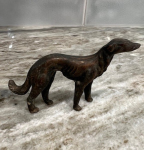 Heavy Bronze Borzoi Russian Wolfhound Figurine Vintage 4" x 2.5"