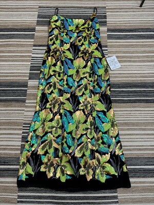 green emerald velvet dress Elliatt Planetary Asymmetric Shoulder Bubble Sleeve Jacquard Maxi Dress Multi / S main image 0