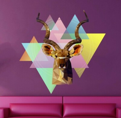Deer Sticker, Deer Decal, Polygonal Animal Home Decor, Deer Wall Art