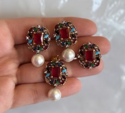 Luxus mehrfarbig 4-teiliges Schmuckset Kette enthalten