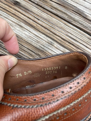 Vtg Bostonian Crown Windsor Brown Longwing Derby Shoes Hand Lasted Men's 7.5D/B - Picture 6 of 7