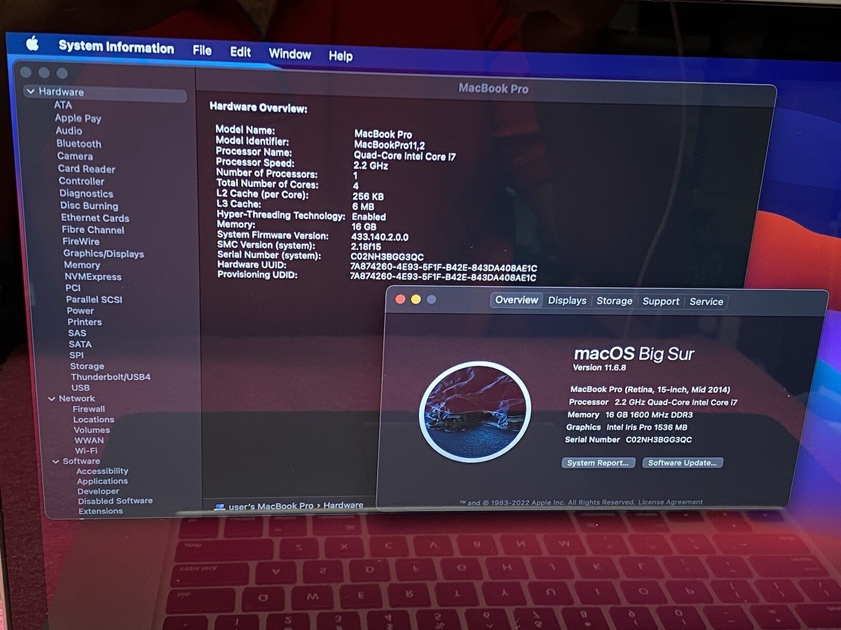 MacBook Pro 15-inch Retina Mid 2014 2.2GHz i7 16GB 256GB ssd | eBay