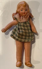 Bisque Mignonette German Doll Miniature Rubber Jointed Movable Antique & Rare 3”