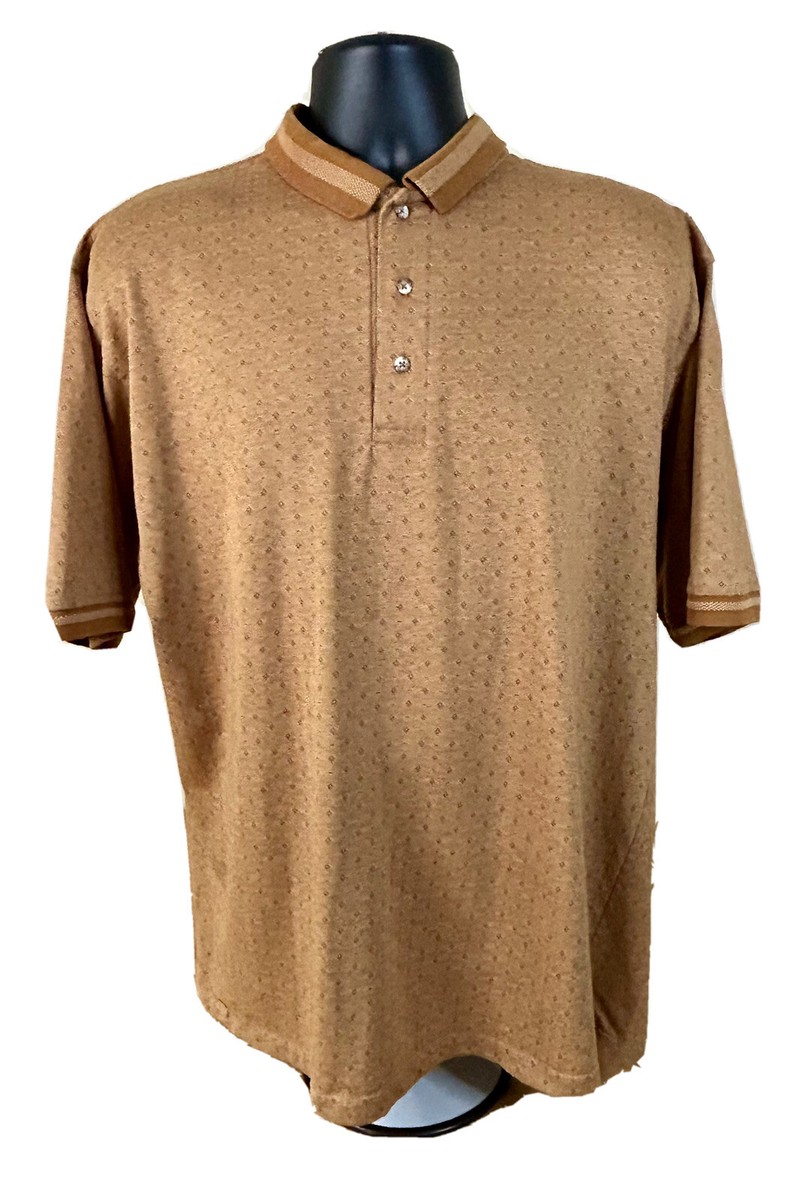 ◆Hilton ✴︎60‘s Vintage✴︎men'sポロニット◆ Beautiful Vintage 70s Bronze / Brown Hilton Men's Polo Shirt