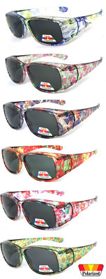 Women's Polarized Fit-Over Sunglasses With Rhinestones & Floral Print – UV400 Protection 2 thumbnail image