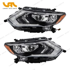 Headlight Assembly For nissan rogue 2017-19  Projector Halogen Chrome Right+Left