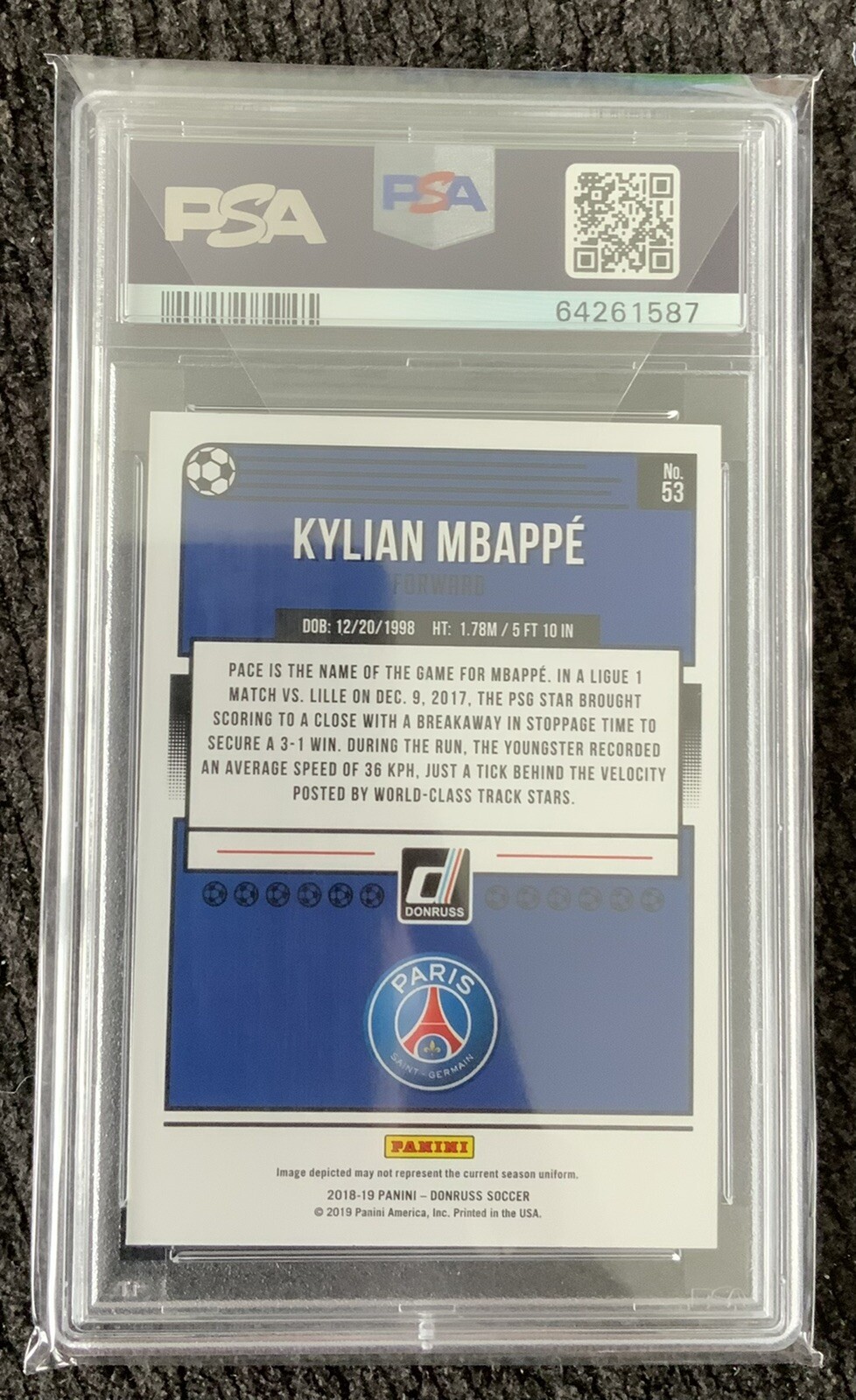 KYLIAN MBAPPE 2018 Panini Donruss Green Press Proof PSA 10 GEM MINT PSG France