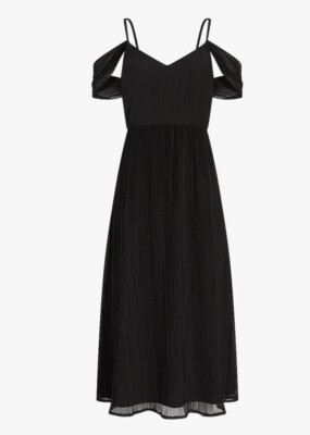 express black pleated dress New Express Pleated Chiffon Midi Dress XS