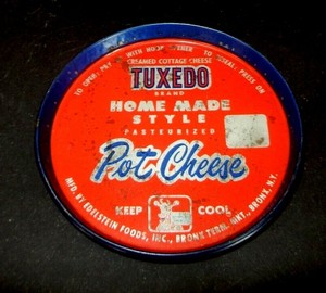 Promotional Glass Pry Off Lid Tuxedo Brand Creamed Cottage Cheese