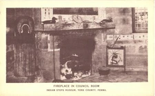 Fireplace In Council Room, Indian Steps Museum, York, Pennsylvania Postcard