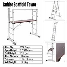 3.5M/4.7M/5.7M Aluminium Extendable Ladder with Platform Folding Multi-Purpose