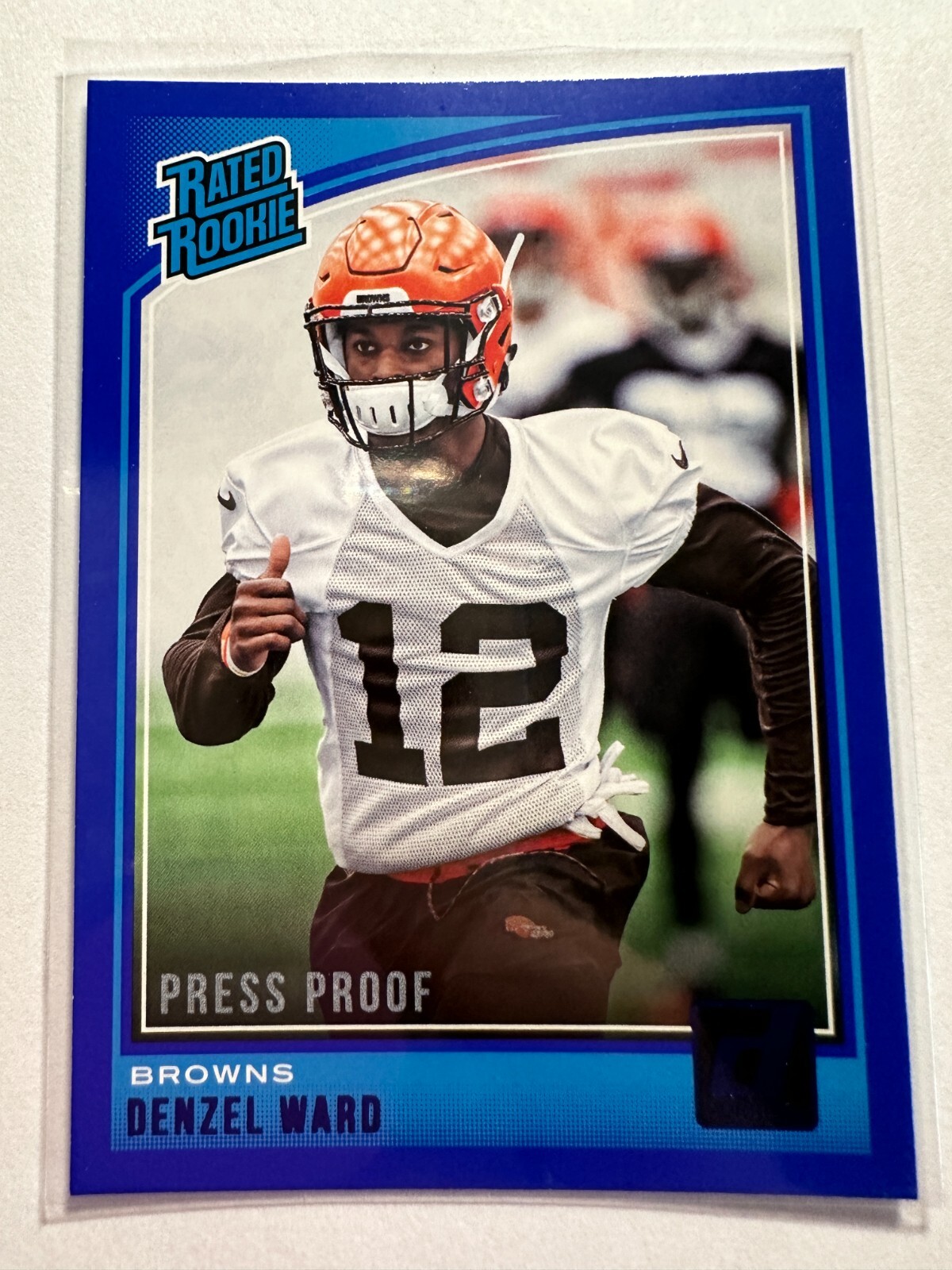 K20,502 - 2018 Donruss Press Proof Blue #348 Denzel Ward RR
