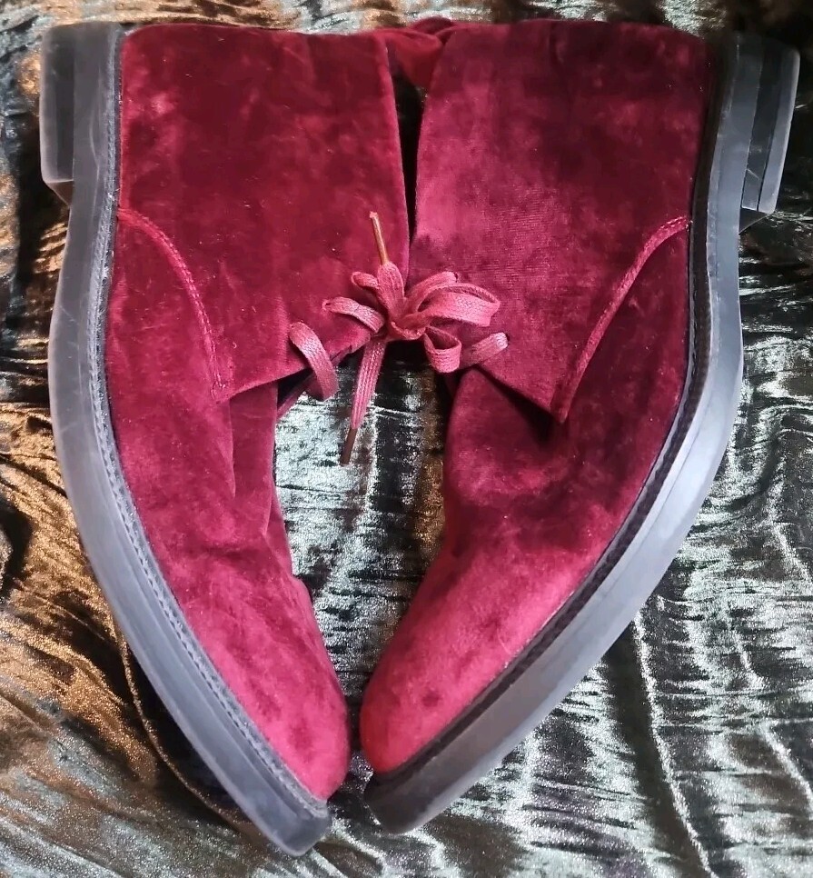 Vtg 90s Style International Concepts Red Velvet Vegan Chukka Salem Boots Men 8.5 INC International Concepts Men main image 4