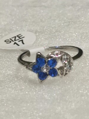 Wunderschöner Stern Silber Damen Blau Ring Hochzeit Verlobung Größe K1/2 oder 5,5