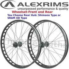 26" FAT Bike Alex Blizzerk 70 Thru Axle Frt-15x150 Rear-12x197 Tubeless Wheelset