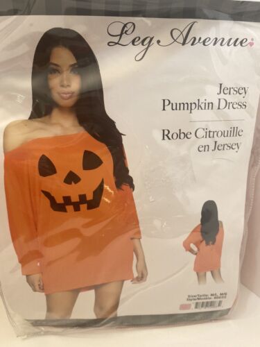 Jersey Pumpkin Dress Up Halloween Costume Adult Size Med/LG Sexy Off Shoulder - Picture 1 of 6