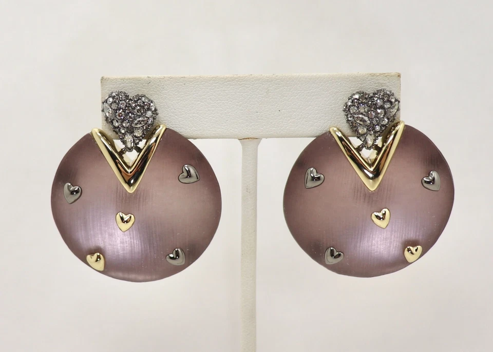 PENDIENTES POSTES REALZADOS DE CRISTAL CORAZONES ORO Y PLATA LUCITA MALVA ALEXIS BITTAR Foto 2 de 4