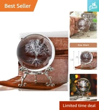 Premium High-Quality 3D Laser Engraved Crystal Ball - Tree of Life - Home Decor