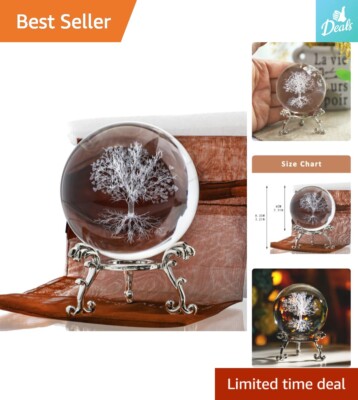 Premium High-Quality 3D Laser Engraved Crystal Ball - Tree of Life - Home Decor