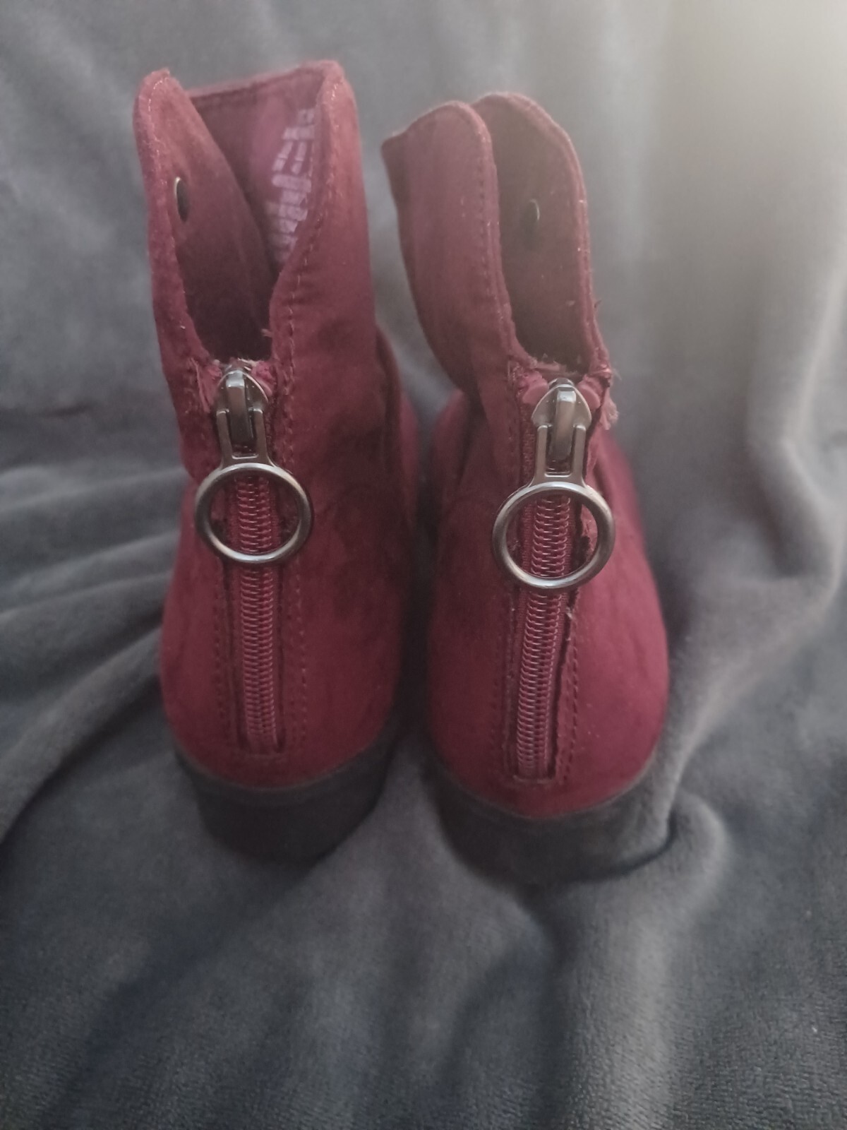 Two Pair Basic Edition Boots Zip In Back Burgundy… - image 9