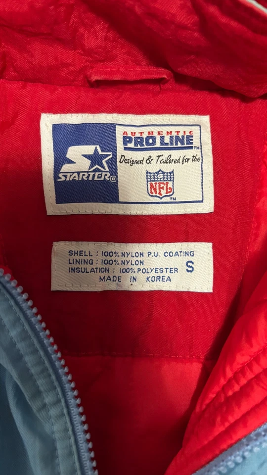 Chaqueta acolchada de colección años 90 Starter Pro Line Houston Oilers cremallera completa capucha talla PEQUEÑA Foto 3 de 3